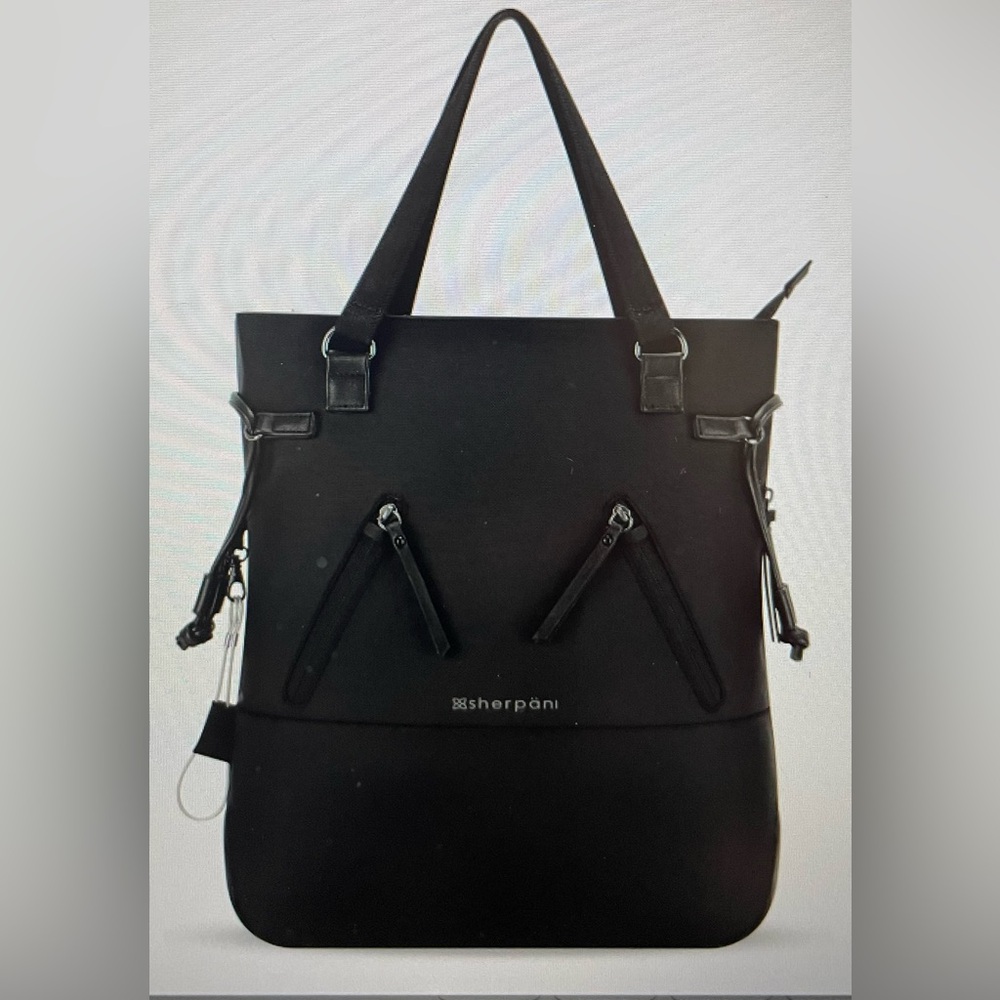 Sherpani Black Tempest Anti Theft Convertible Backpack Tote 14L